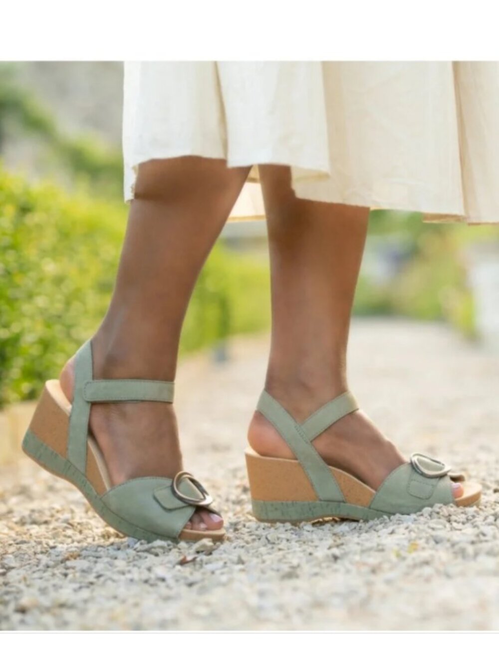 Dansko Stella Sage Milled Nubuck Leather Wedge Sandals Size EU 39 US 8.5